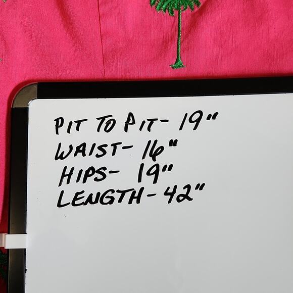 Address Maggy Pink & Green Sleeveless Linen Blend Dress Size 14 Palm Trees - Picture 8 of 9